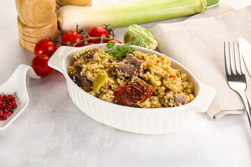 Bulgur with lamb and vegetables