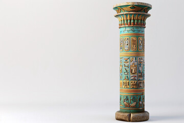 Decorative ancient Egyptian column isolated on white - obrazy, fototapety, plakaty