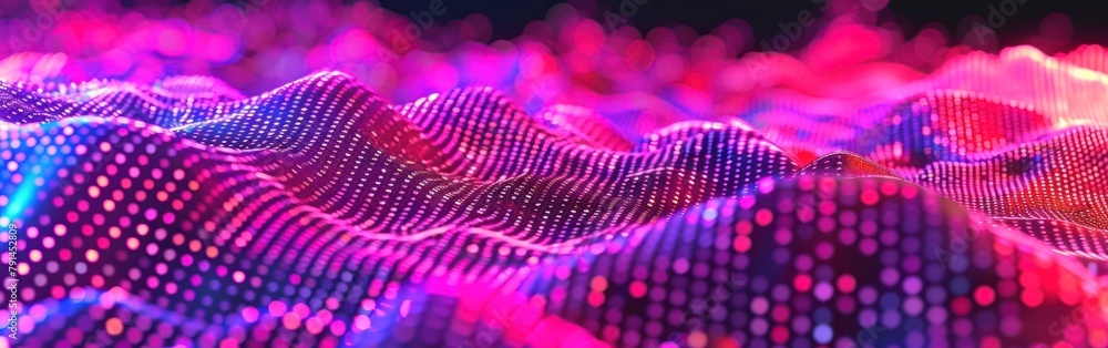 Aufkleber various colored dots and lines intersect on a vibrant abstract digital background