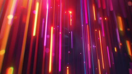 Vibrant neon lights in abstract pattern. An array of vivid neon lights converge in the center, creating a dynamic abstract display ideal for modern and energetic concepts