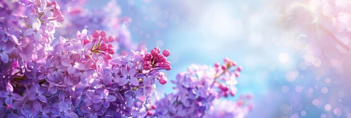Pink And Purple Flowers. Lilac and Purple Flowers Border with White Background