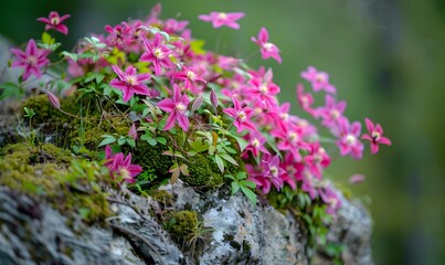 Fototapeta premium many plants are blooming, many enchanting big red clematis, Generative AI 
