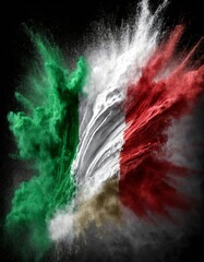 Italy colorful flag holi paint powder explosion on isolated background, generated by AI