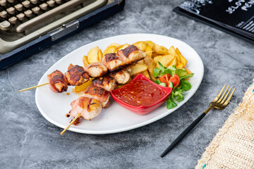 grilled meat with vegetables