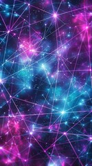 Fototapeta premium Vibrant neon lights in abstract pattern. An array of vivid neon lights converge in the center, creating a dynamic abstract display ideal for modern and energetic concepts