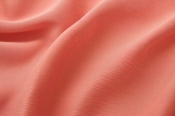 Coral linen fabric with abstract wavy pattern. Background and texture for design, banner, poster or packaging textile product. Closeup. with copy space for photo text or product, blank empty copyspace