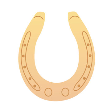 recommend clip art: Golden horseshoe, lucky. Cowboy aesthetic concept. Wild west, country style. Flat vector illustration isolated on white background.