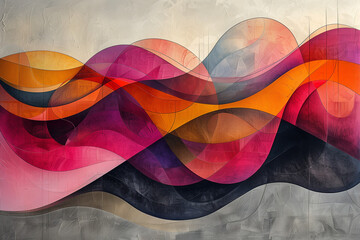 Illustration of colorful abstract shapes of emotive lines 