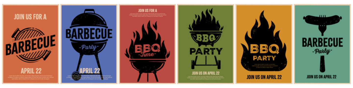 Barbecue banner. Barbecue banner set. Vintage style.