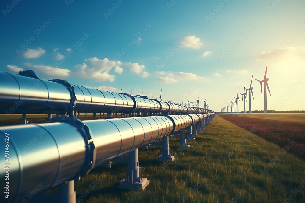 Wall mural wind turbines in the field. alternative energy source. 3d rendering