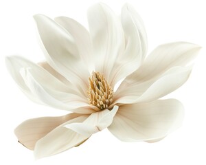 White Flower Petals. Magnolia Blossom in Tender White Isolated Bloom