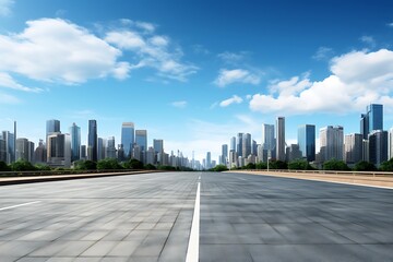 empty asphalt road and modern city skyline with buildings in shanghai