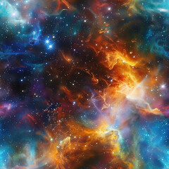 Fototapeta na wymiar Space Nebula Seamless Patterns Background