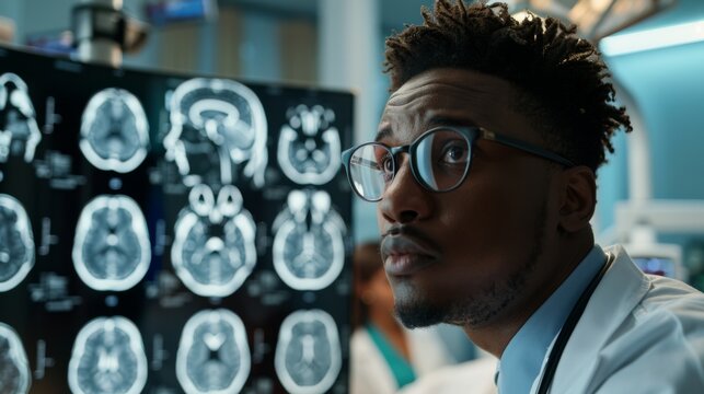 A Doctor Evaluating Brain Scans