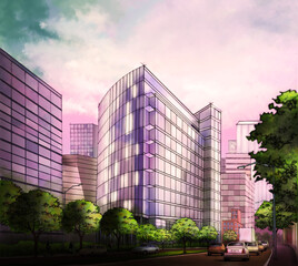 high rise building digital illustration