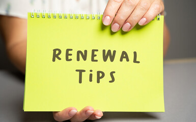 Renewal tips concept. Helping individuals or organizations renew or refresh. Woman holding a...