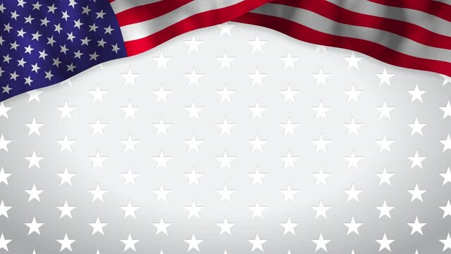 American Flags Loop On Stars Pattern Background