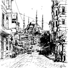Sketch of Urban Istanbul Buildings, Urban Charm