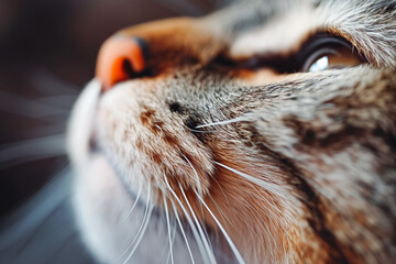 Adorable cat, macro photo of muzzle. Lovely pet. Cute cat with blue green eyes.