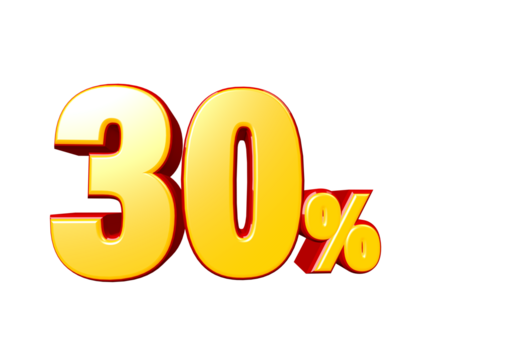 30% percent off discount 3d text png
