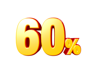 60 percent off discount 3d text png