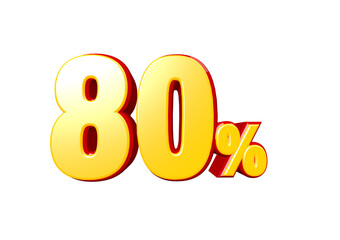 80 percent off discount 3d text png