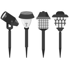 Garden lights vector cartoon set isolated on a white background.