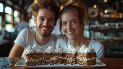 Couple's shared anticipation before tasting Australian lamingtons.