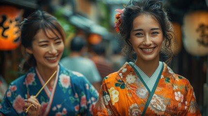 A woman Tourist learning to use chopsticks from a local in Tokyo, Japan.