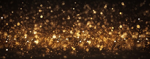 Obraz na płótnie Canvas Gold glitter texture background with dark shadows, glowing stars, and subtle sparkles with copy space for photo text or product, blank empty copyspace 