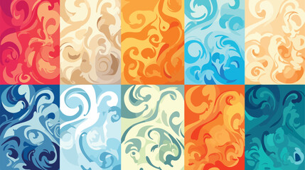 Cool swirly vector background in 9 different color - obrazy, fototapety, plakaty