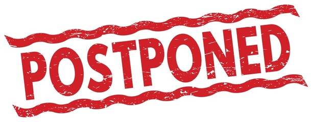 POSTPONED text on red lines stamp sign. - obrazy, fototapety, plakaty