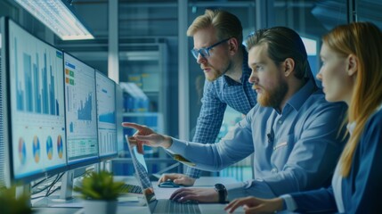 Team Analyzing Data on Monitors