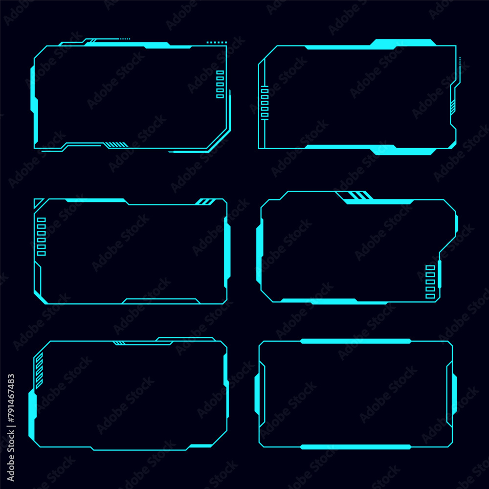 Poster vector set futuristic frame hud technology cyberpunk design element. technology element.