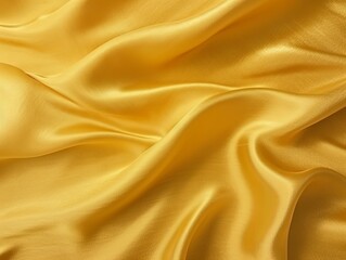 Gold linen fabric with abstract wavy pattern. Background and texture for design, banner, poster or packaging textile product. Closeup. with copy space for photo text or product, blank empty copyspace.