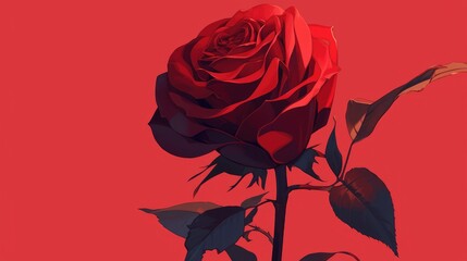 2d illustration of a solitary red rose emoji capturing the delicate beauty of a flower in digital form