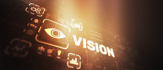 Vision Icon on virtual screen. Business vision presentation