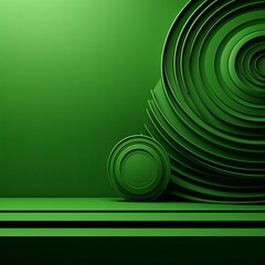 Green 3D render, abstract background with two perfect concentric circles on the right side of the canvas, simple and minimalistic design, green color palette, circular shapes, high resolution with cop