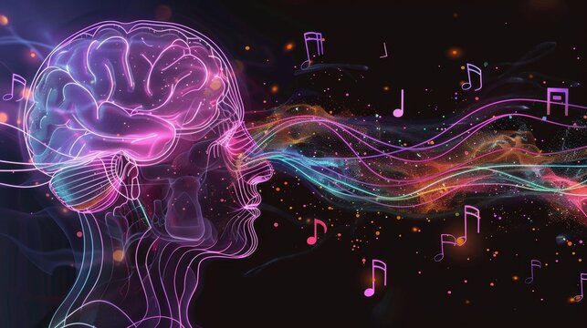 A diagram showing how music can trigger the release of dopamine promoting feelings of and motivation. .