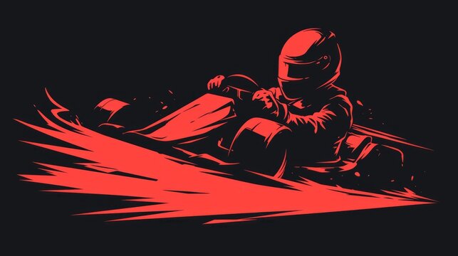 A sleek and dynamic logo featuring a karting theme with silhouettes of kart racers Perfect for representing the fast paced world of racing sports as a symbol label or badge