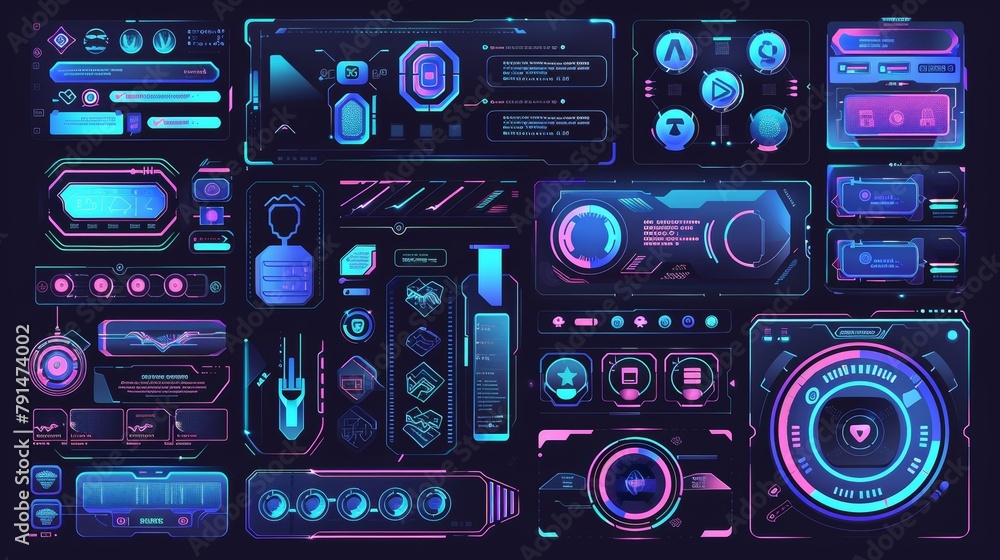 Poster an overlay of a space stream, a twitch ui frame. gamer username panels, menus and buttons. digital u