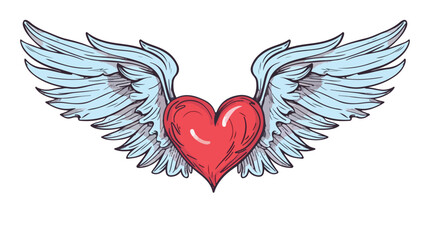 Heart with wings concept of love wings linear icon 