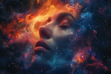 The ethereal red and orange hues of a space nebula gently fade into the starlit blackness, creating a stunning celestial image