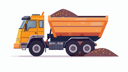 Heavy tipper with a driver and with sand 