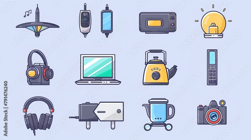 Poster concept of smart home icons. wireless technologies and internet of things. modern outline symbols of