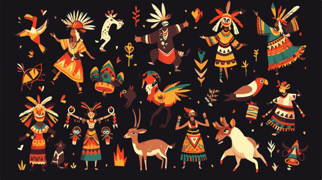 Culture symbols from Africa tribal ethnic decorativ