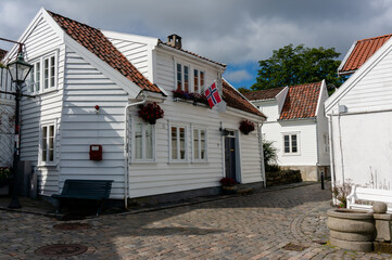 Gamle is popular living area, historic quarter with wooden buildings from the 18th and 19th centuries. Stavanger, Norway.