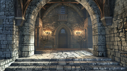Fantasy medieval architectural interior