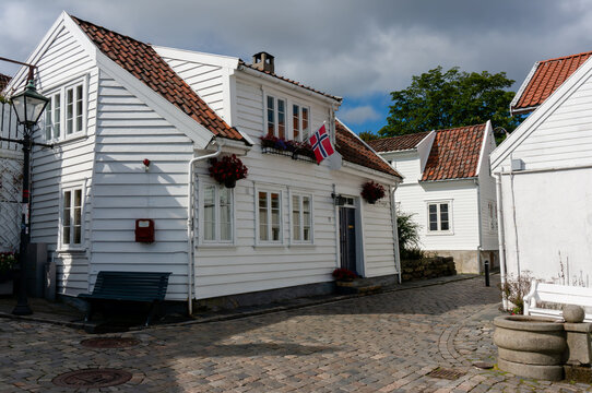 Gamle is popular living area, historic quarter with wooden buildings from the 18th and 19th centuries. Stavanger, Norway.