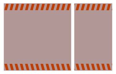 Orange Warning Lines with Copy Space Posters Set for Safety, Construction, Attention Concepts. Square and Vertical Design Templates for Web, Print and Social Media